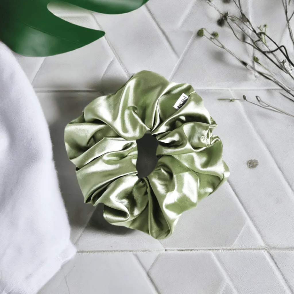 Super Fluff Silk Satin Scrunchie in Sage