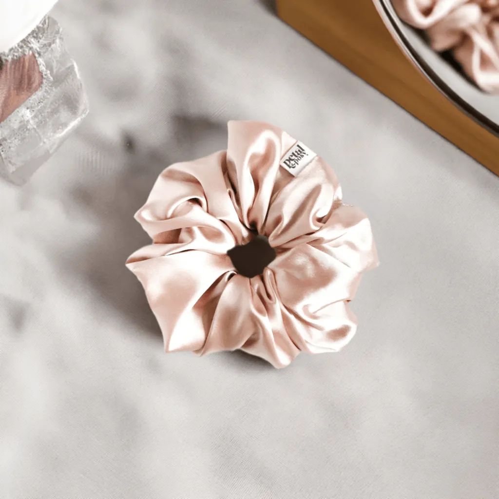 Super Fluff Silk Satin Scrunchie in Sand