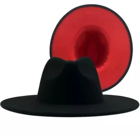 Wide brim Red Bottom hat Fedora