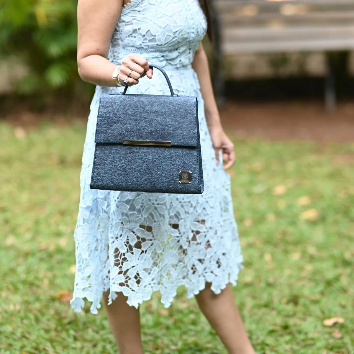 Women Bag | Coconut Leather | Handle and Strap | Textured Surface | Indigo
