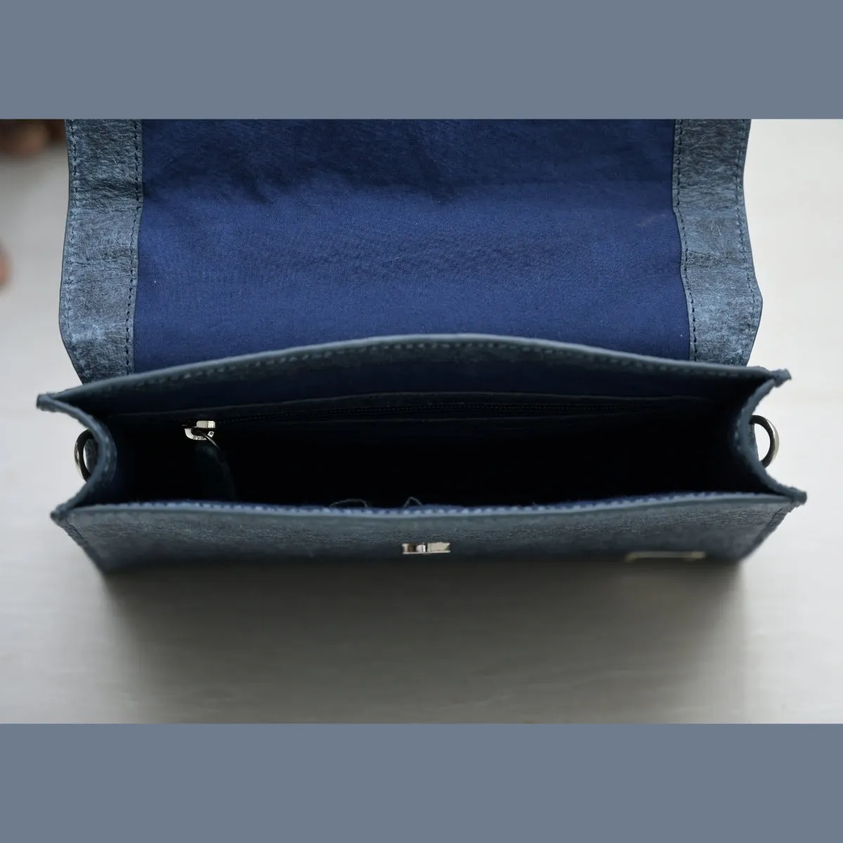 Women Bag | Coconut Leather | Handle and Strap | Textured Surface | Indigo